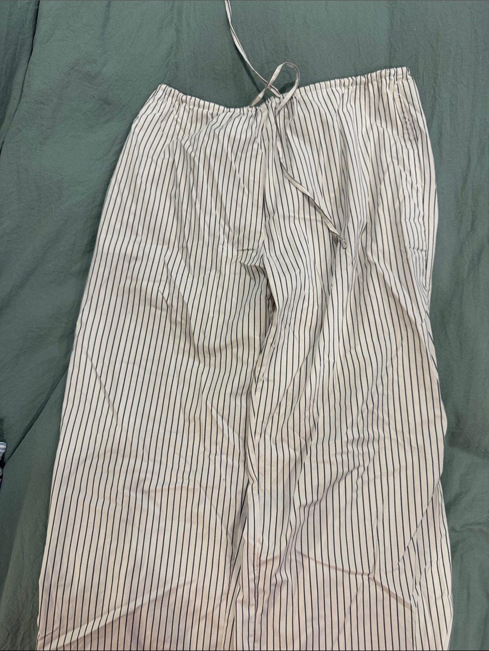 Hollister Cream Pajama Pants with Black Pinstripes